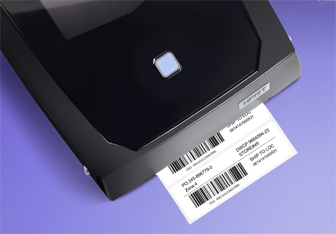 A label being printed from a printéir barcód
