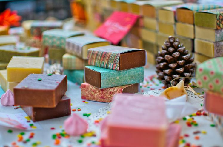 Colnóful handmade soap bars stacked