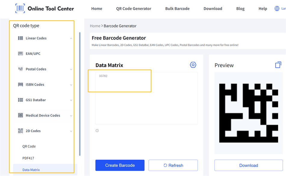 Ginead&oacute;ir c&oacute;d DataMatrix