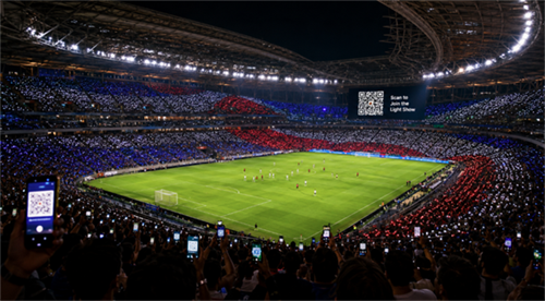World Cup QR code light show Taispeántas solais cód QR Chorn an Domhain