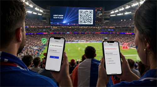 scan qr code at a world cup match scanadh cód qr ag cluiche cupán domhanda