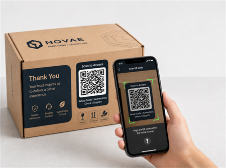 scan qr code on packing box cód qr a scanadh ar bhosca pacála